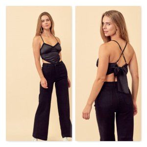 Lace Trim Tie Back Crop Top